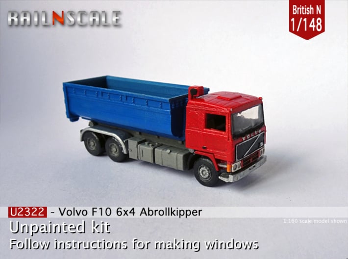 Volvo F10 Hook lift w. container (British N 1:148) 3d printed 