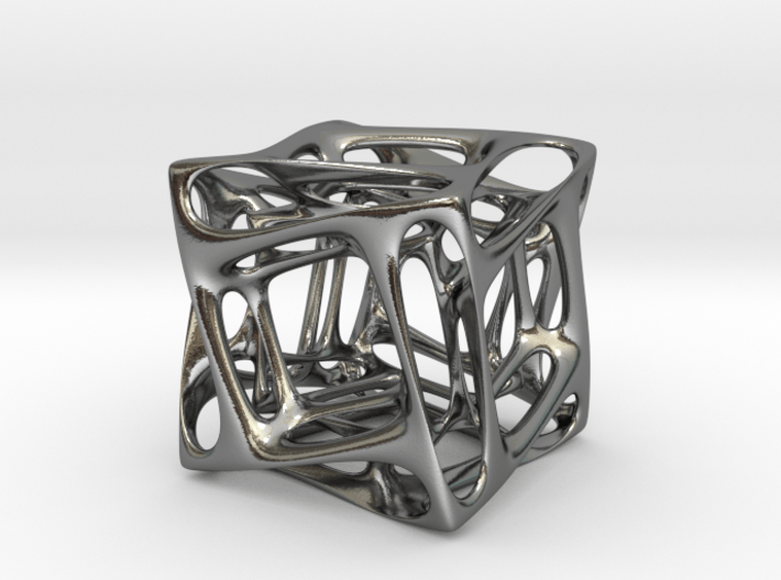 Duality Cube Silver 3d printed 