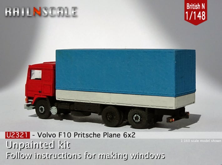 Volvo F10 6x2 Flatbed with tarpaulin (N 1:148) 3d printed 