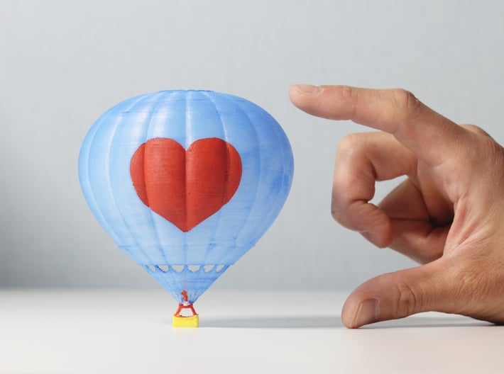 Hot Air Balloon with Heart (Unpainted) 3d printed