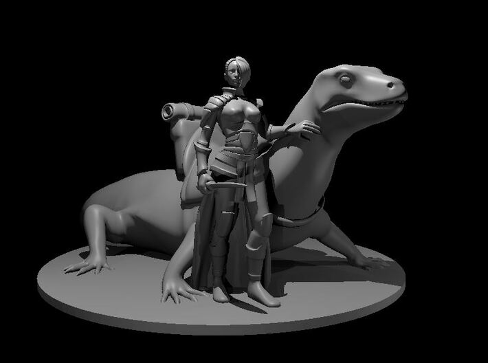 Woman with Lizard Mount 3d printed