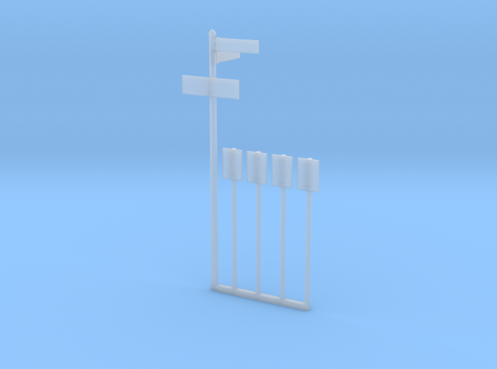 NYC Bus Stop Sign 4x and Pole in O scale 3d printed