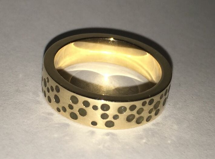 Constellation Ring 3d printed Polished bronze, dots filled with glow resin