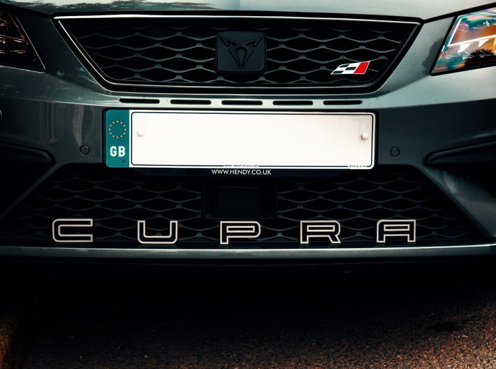 Cupra Lower Grill Letters - Full Set 3d printed Black lettering with with the additional grey outline set