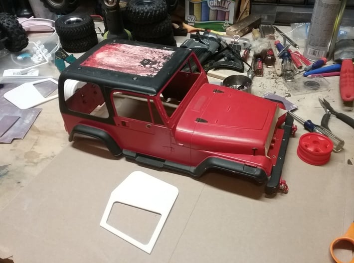 Tamiya CC-01 Soft Top Jeep Door LH 3d printed Raw door and a unaltered body.