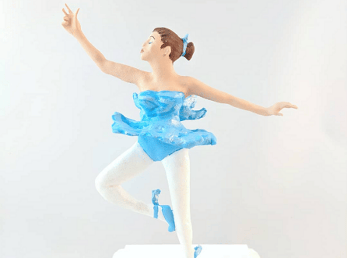 Ballerina 3d printed This is an example of the finished piece hand painted and inserted into a wood base.