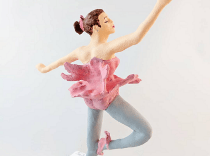 Ballerina 3d printed This is an example of the finished piece with another hand painted design, inserted into a wood base.