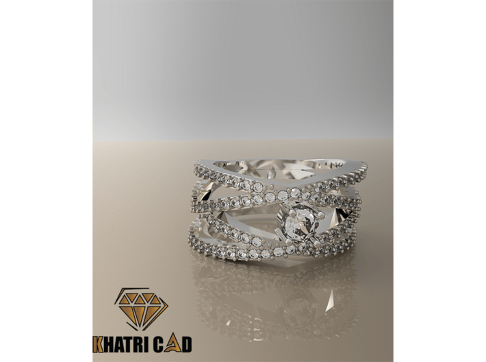 STLSpiral Ring with Gemstones 3d printed 