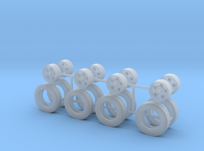 1/72nd Tag trailer or truck wheels, five hole 3d printed