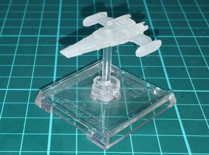 Bajoran Scout 1/700 Attack Wing x2 3d printed Printed in Smooth Fine Detail Plastic and mounted on a small Attack Wing base.