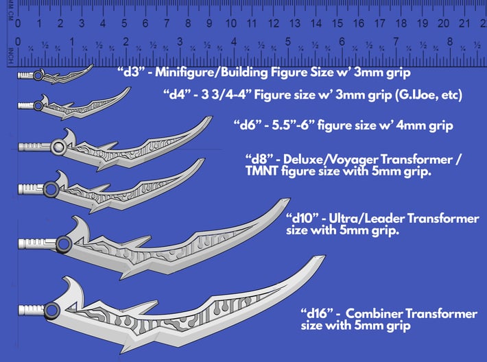 StormSurge Sword (3mm, 4mm, 5mm) 3d printed 