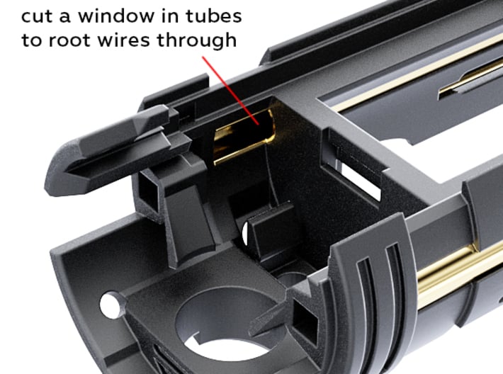 SID Chassis ECO V2 Tri-Cree LED 3d printed cut a window in tubes to root wires through