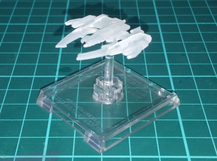 Breen Attack Vessel Attack Wing x2 3d printed Smooth Fine Detail Plastic, mounted on a small Attack Wing base.
