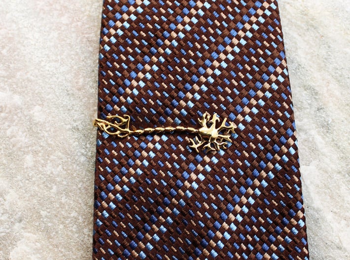 Neuron Tie Bar - Science Jewelry 3d printed Neuron Tie Bar in polished brass