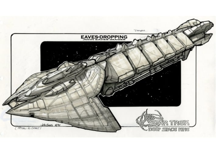 Cardassian Fleet Tender 1/7000 Attack Wing x2 3d printed Original design sketch by John Eaves