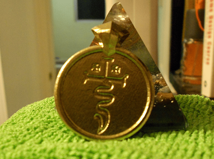 Azophiaios pendant seal 3d printed Raw Brass Azophiaios Front