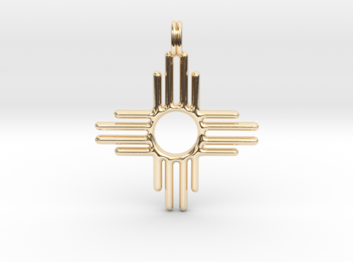 Native American, Solid Gold 14K, Zia Sun Gold 3d printed 