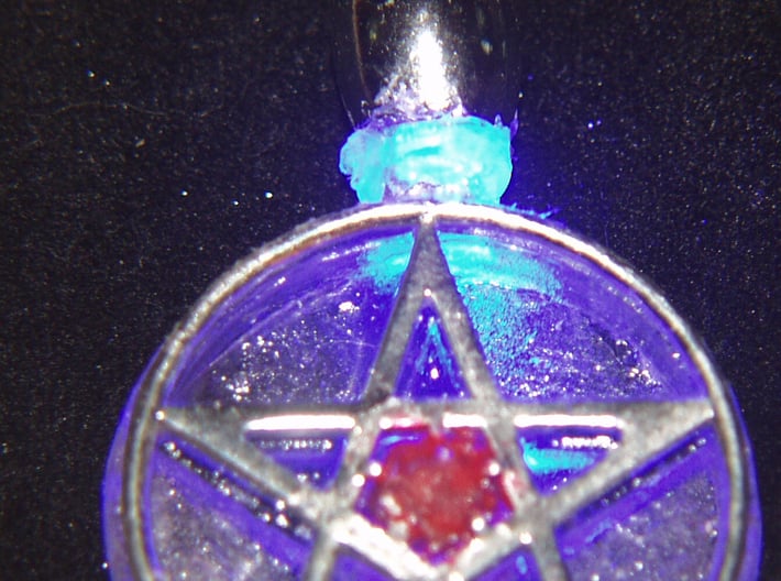 Light up pentacle necklace (front) 3d printed Complete with center