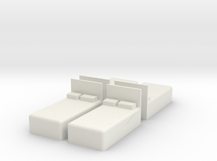 Twin Bed (x4) 1/87 3d printed 