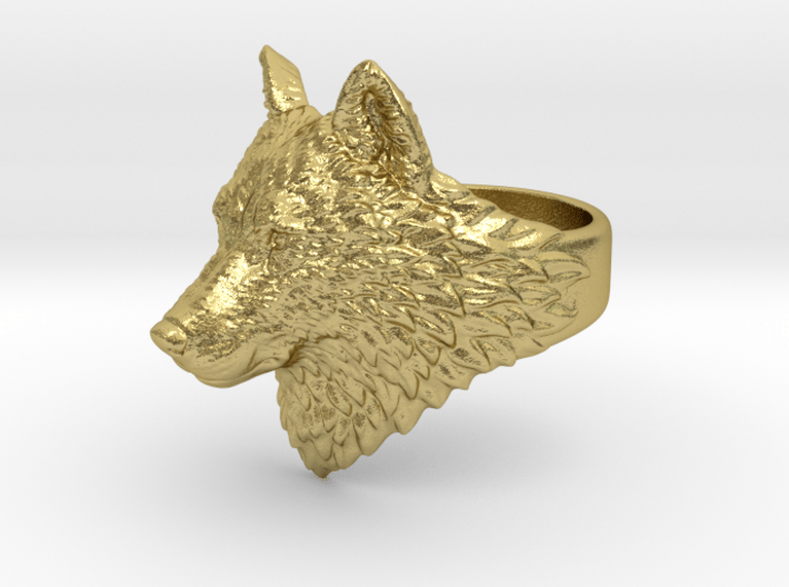 Proud Wolf animal head ring jewelry 3d printed 