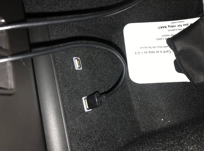 Tesla Model 3 USB extension adapter 3d printed fully installed spacer