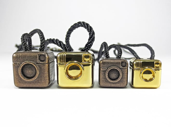 Instagram Style Camera (Pendant 20mm) 3d printed 20mm / 16mm - Polished Bronze Steel / Polished Brass 