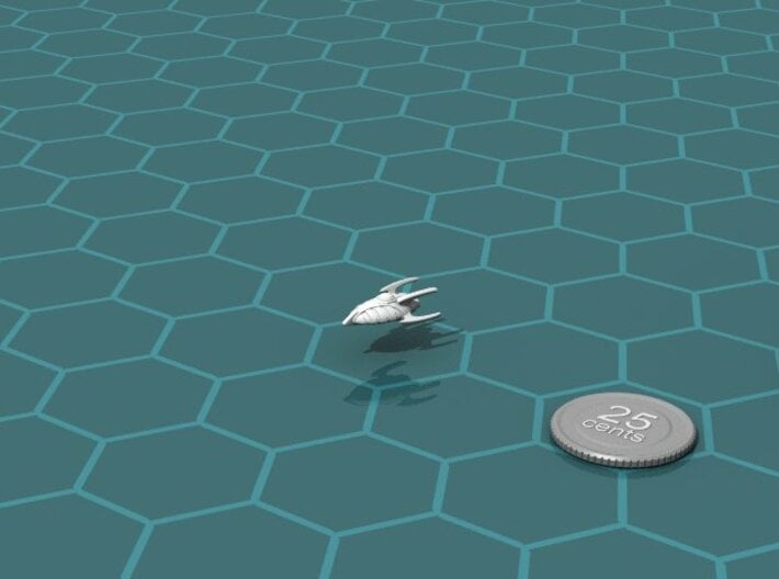 Reticulan Corvette 3d printed Render of the model, with a virtual quarter for scale.