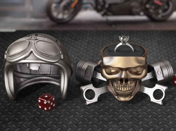 Easy Rider Skull (Helmet Only) Ring Box 3d printed The Bottom Skull, the Insert Ring Holder, and the Piston X Stand are sold separately.