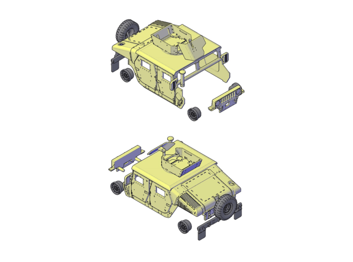 M1114 Humvee Armor W/ Spare Tire Bumper and Turret 3d printed