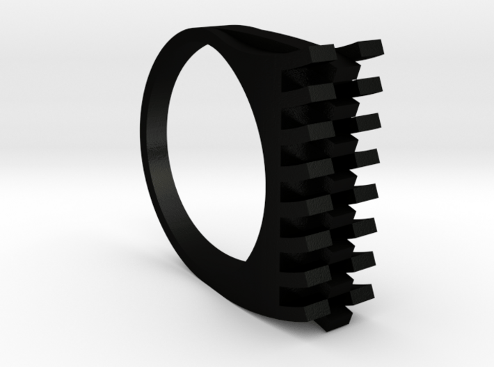 Tri-Fold Edge Ring - US Ring Size 07 3d printed Matte Black Steel Rendering