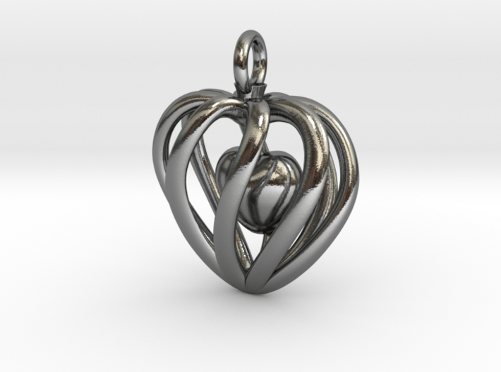 Heart Cage Pendant - Small, No Arrow 3d printed 
