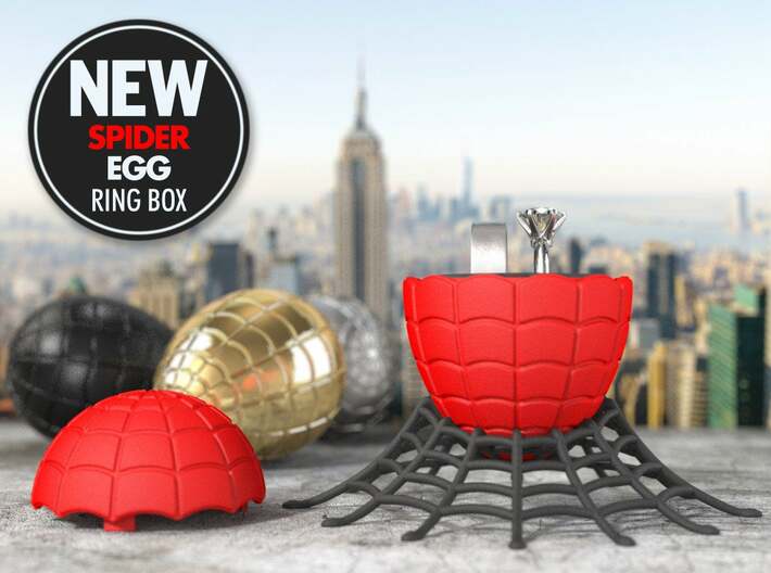 Spider (EGG) Ring Box - For Engagement or Proposal 3d printed Insert Ring Holder and Stand sold separately.
