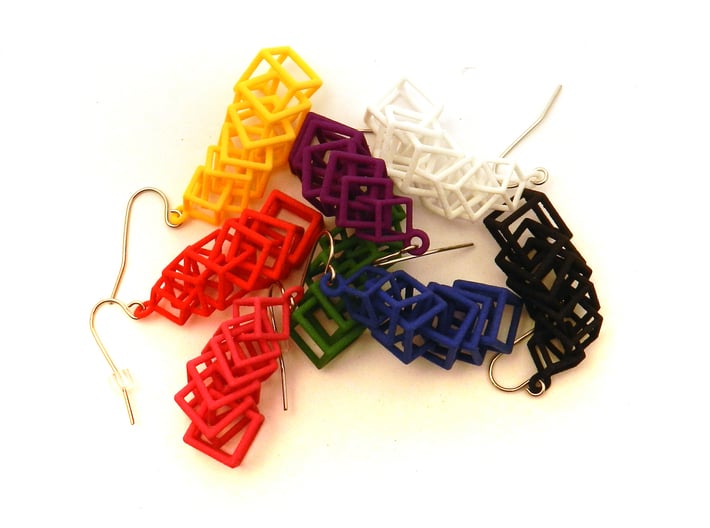 Cubes Earrings 3d printed all the colors!