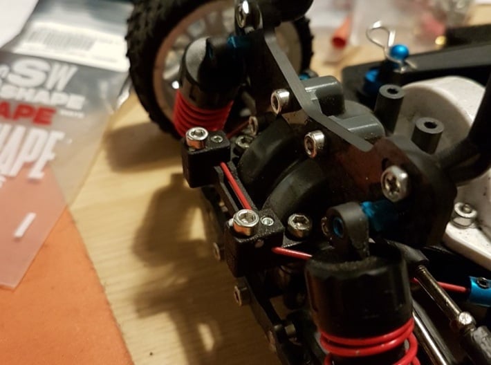 Tamiya TT02 Type S / Type SR Sway Bar Mounting Kit 3d printed Rear Sway Bar Installed with FF03 Stabilizer Set