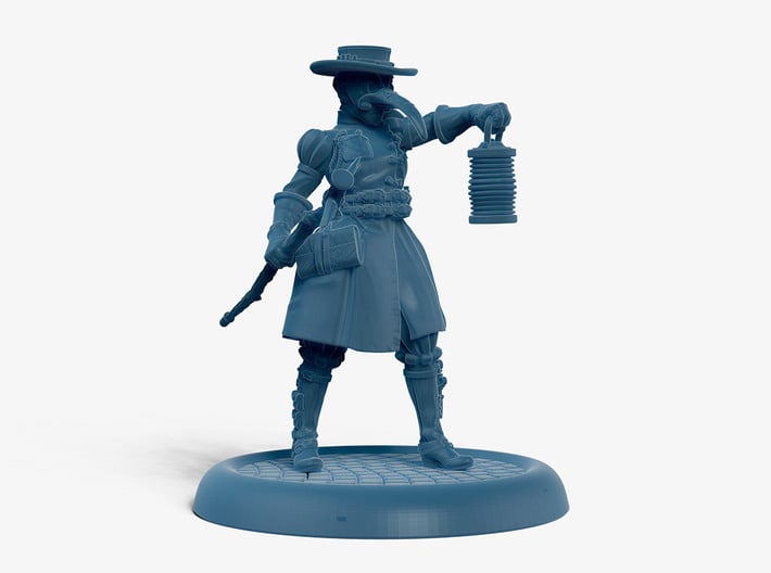 Plague nurse 32mm miniature with mask and hat 3d printed