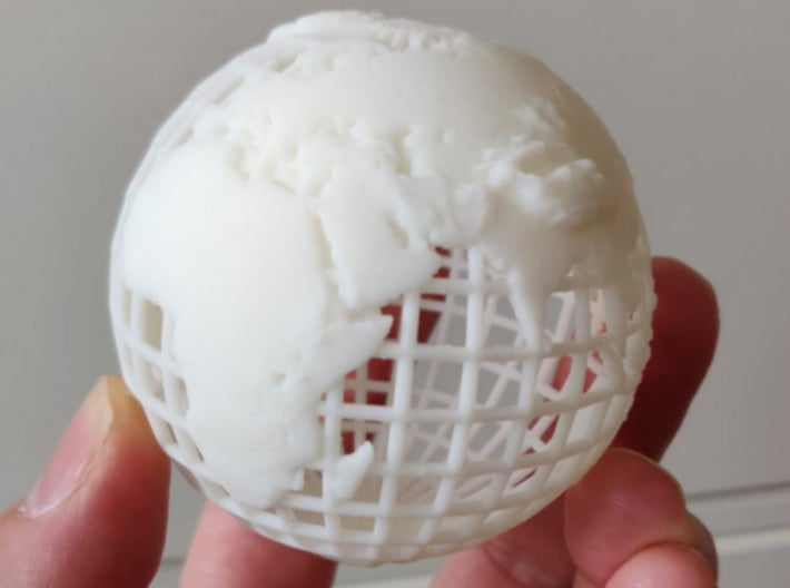 earth in mesh with relief 3d printed 