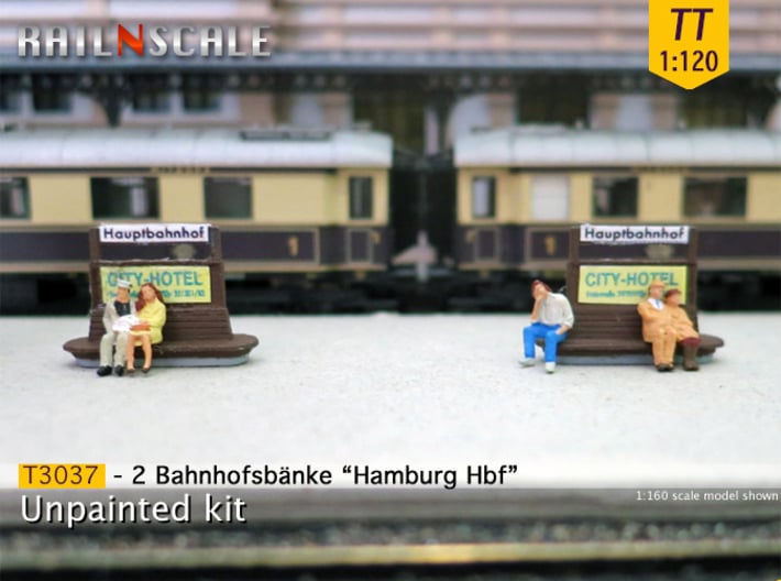 2 Bahnhofsbänke Hamburg Hbf (TT 1:120) 3d printed