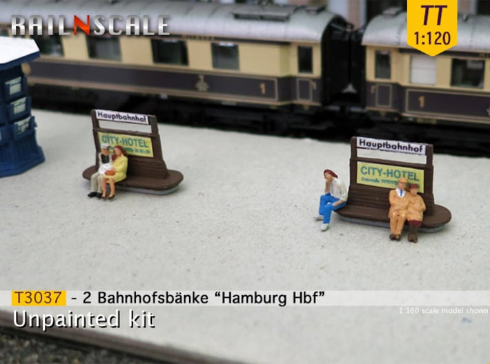 2 Bahnhofsbänke Hamburg Hbf (TT 1:120) 3d printed 