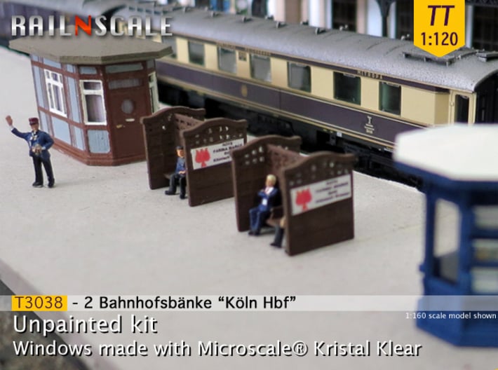 2 Bahnhofsbänke Köln Hbf (TT 1:120) 3d printed 