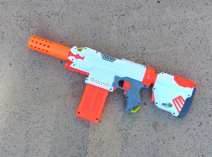 HMP Type I Muzzle (150mm) for Nerf Modulus 3d printed 