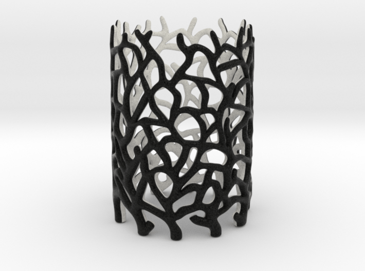 Coraline Tealight Black/White Sandstone 3d printed 
