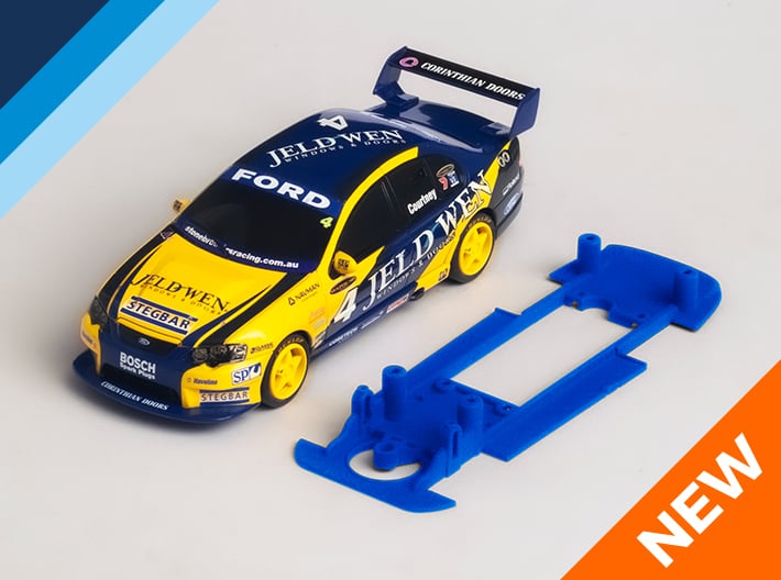 1/32 Scalextric V8 Ford Falcon BA/BF Chassis 3d printed Chassis compatible with Scalextric V8 Ford Falcon BA / BF body (not included)