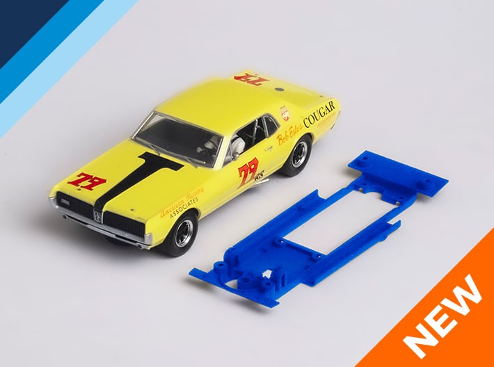 1/32 Scalextric Mercury Cougar Chassis IL pod 3d printed Chassis compatible with Scalextric Mercury Cougar body (not included)