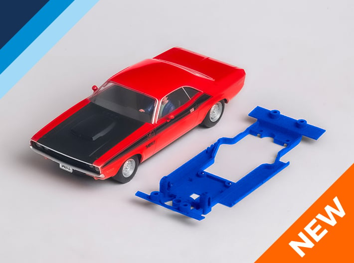 1/32 Scalextric Dodge Challenger Chassis AW pod 3d printed Chassis compatible with Scalextric Dodge Challenger body (not included)