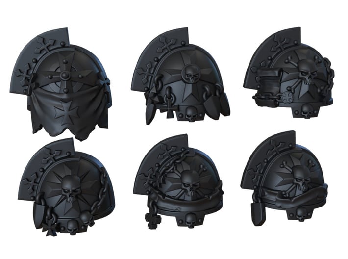 40k Bits Black Templar Shoulderpad and Helmet Set x18 