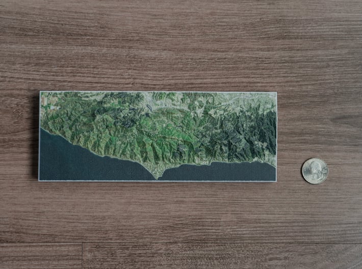 Santa Monica Mtns, California, USA, 1:250000 3d printed 