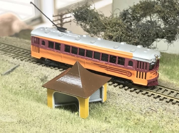 TMER&amp;L Waiting Shelter N Scale 3d printed Painting by Randy Stahl