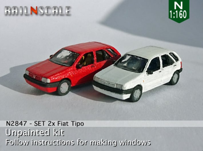 SET 2x Fiat Tipo (N 1:160) 3d printed 