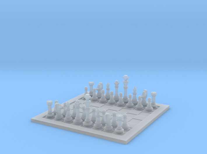 1:20 Scale Chess Board with Pieces 3d printed 