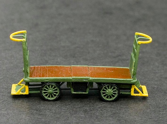 HO Scale (1/87) - Electric Baggage Cart 3d printed Painted 3D print in FUD.  Painted with Acrylic Model Paints.